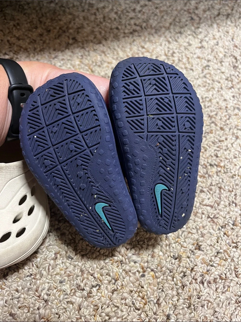 Nike Kids Navy Blue Sandal Water Shoes with Teal Swoosh